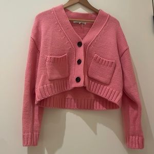 English Factory V Neck Sweater Cardigan (Pink)